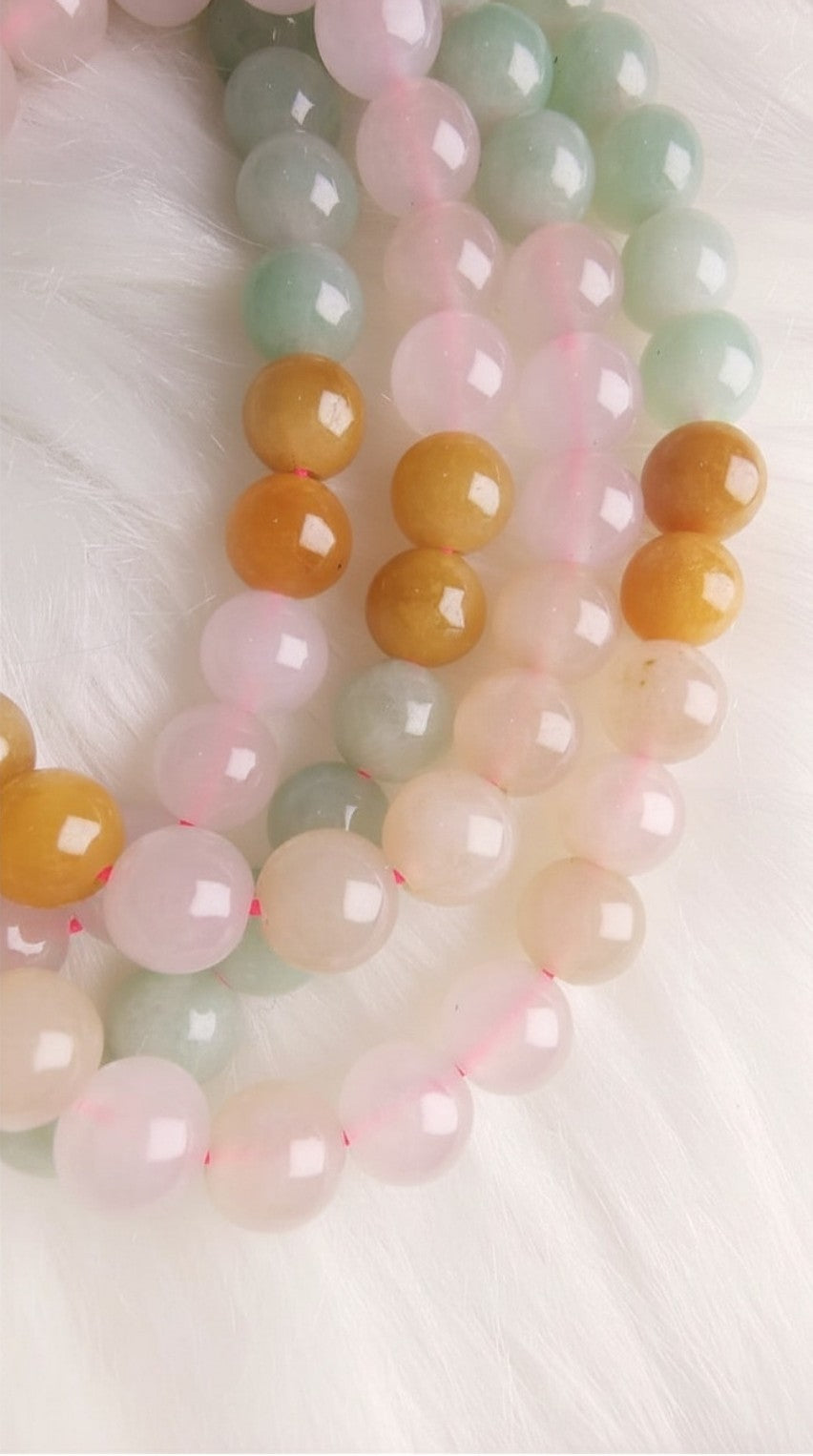 108 Bead Natural Jadeite Necklace – Pink, Green & Yellow Jade
