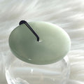 45mm Natural Celadon Jade Bi Disc, Icy Green Pendant , Semi-Translucent Sounding