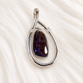 Ammolite Fossil Pendant 925 Silver | Dragon Skin Purple Fire | Swingable Design