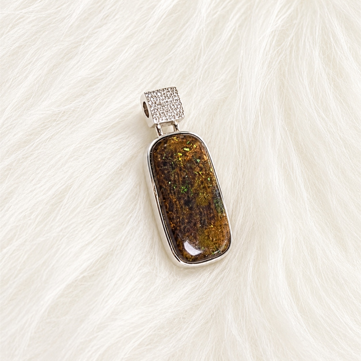 Dragon Skin Ammolite Pendant 925 Silver Fossil Fire Rainbow Gem | Ancient Energy