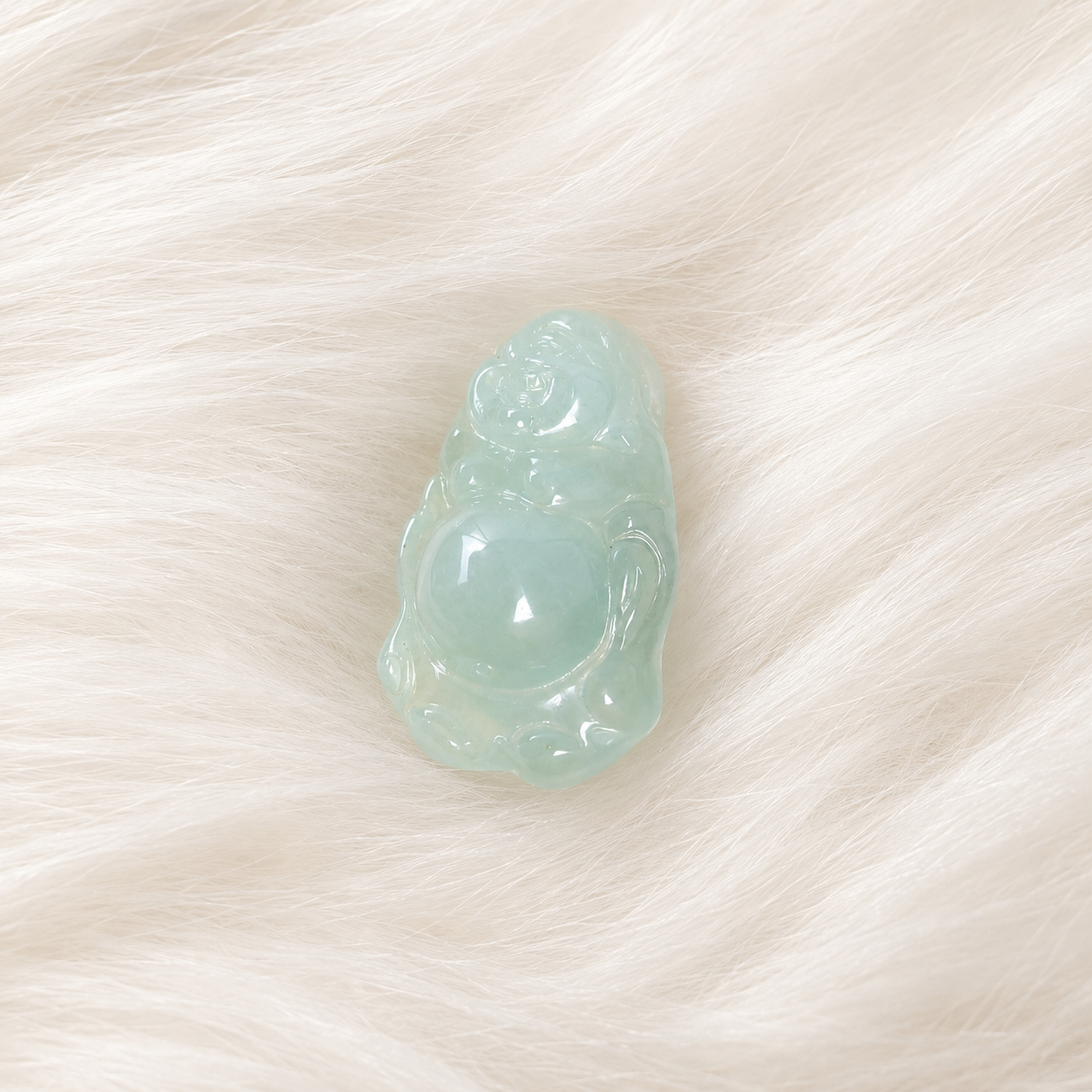 Natural Jadeite Fo Gong Pendant – Pale Icy Green Buddha Charm