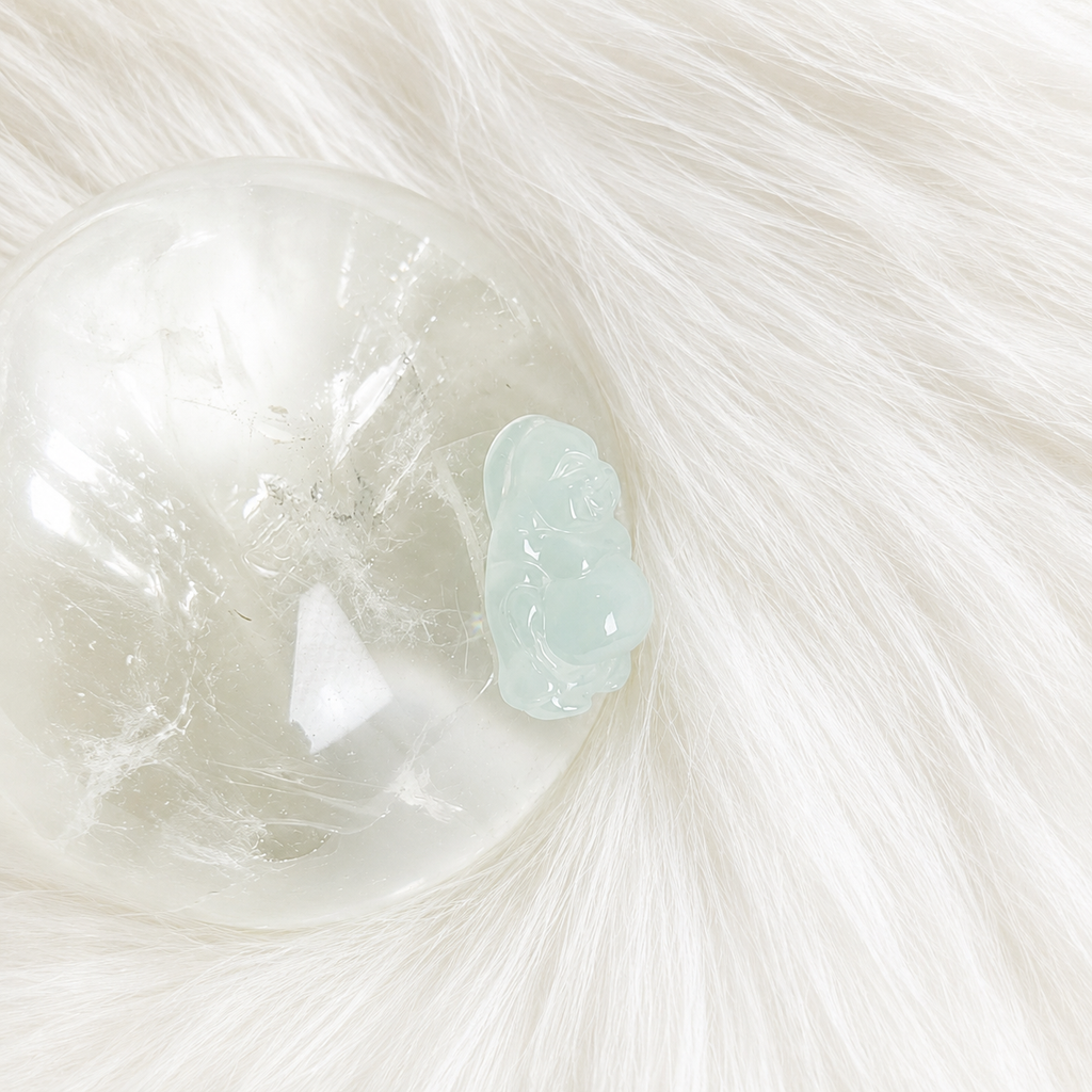 Natural Jadeite Fo Gong Pendant – Pale Icy Green Buddha Charm