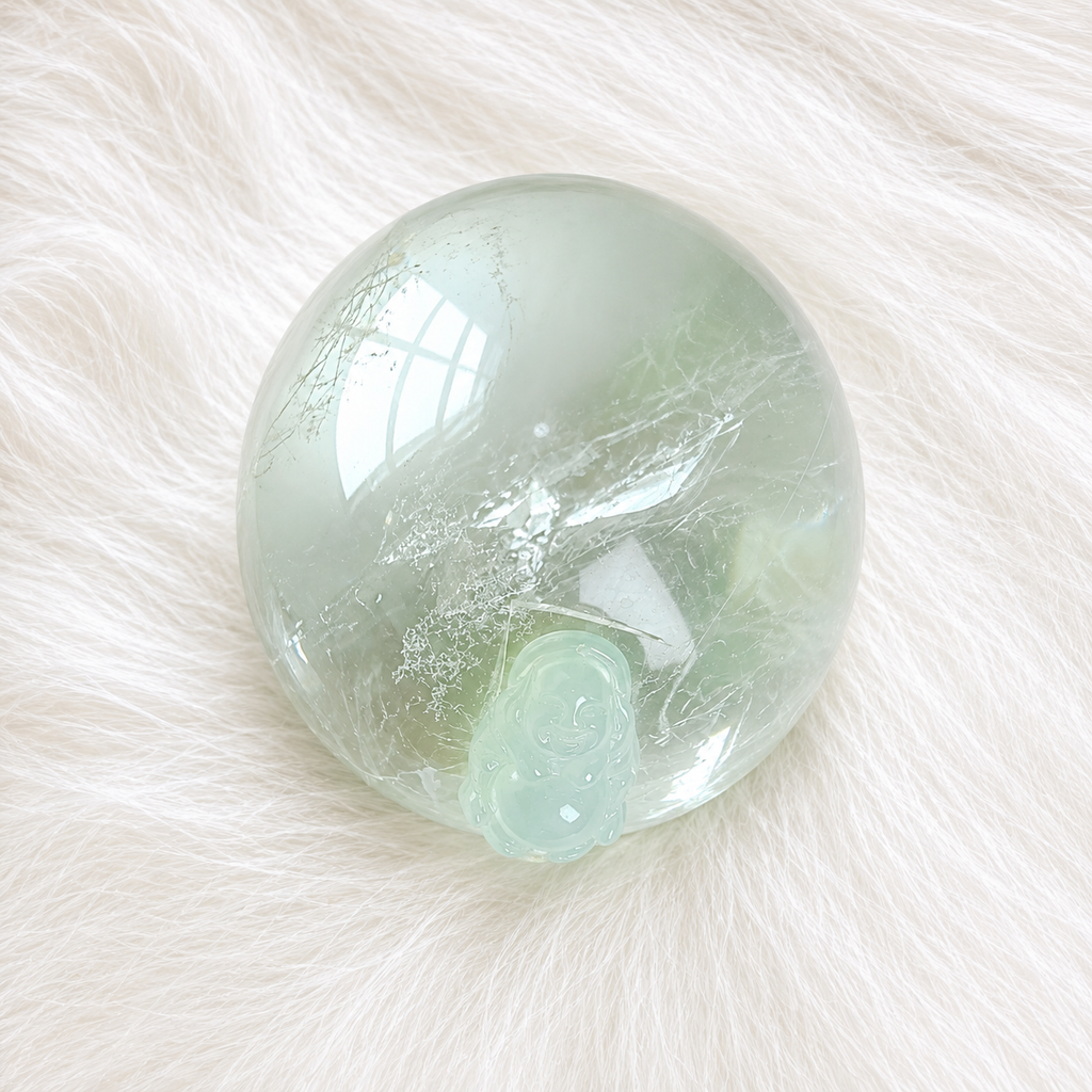 Natural Jadeite Fo Gong Pendant – Pale Icy Green Buddha Charm
