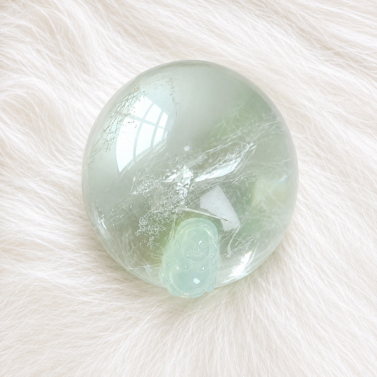 Natural Jadeite Fo Gong Pendant – Pale Icy Green Buddha Charm