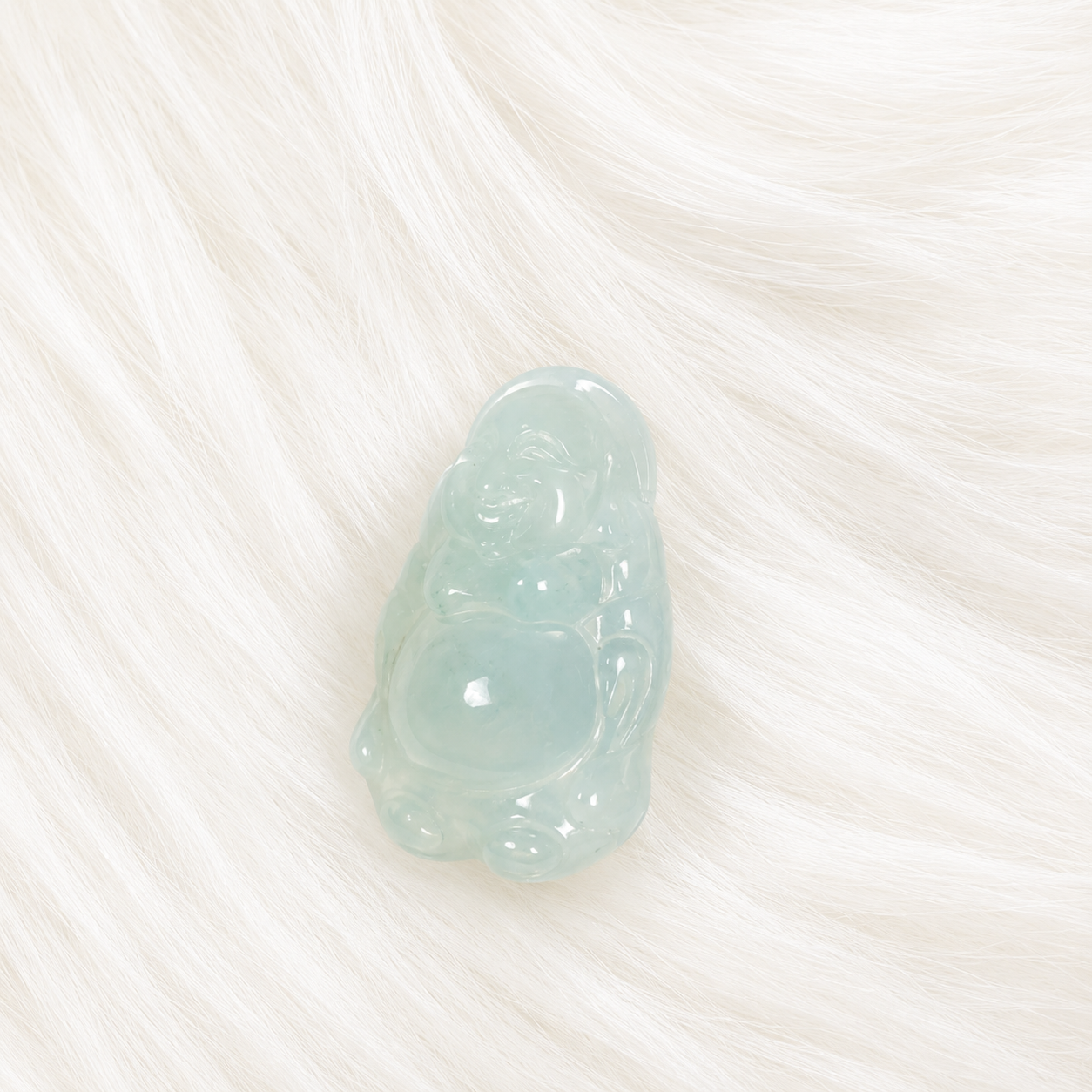 Natural Jadeite Fo Gong Pendant – Pale Icy Green Buddha Charm