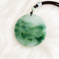 Natural Jadeite Wu Shi Pai Pendant – Flowing Oily Green Jade