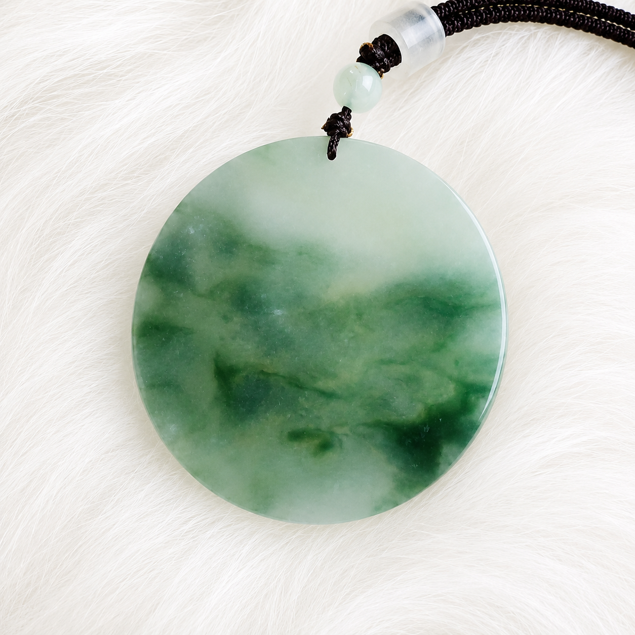 Natural Jadeite Wu Shi Pai Pendant – Flowing Oily Green Jade