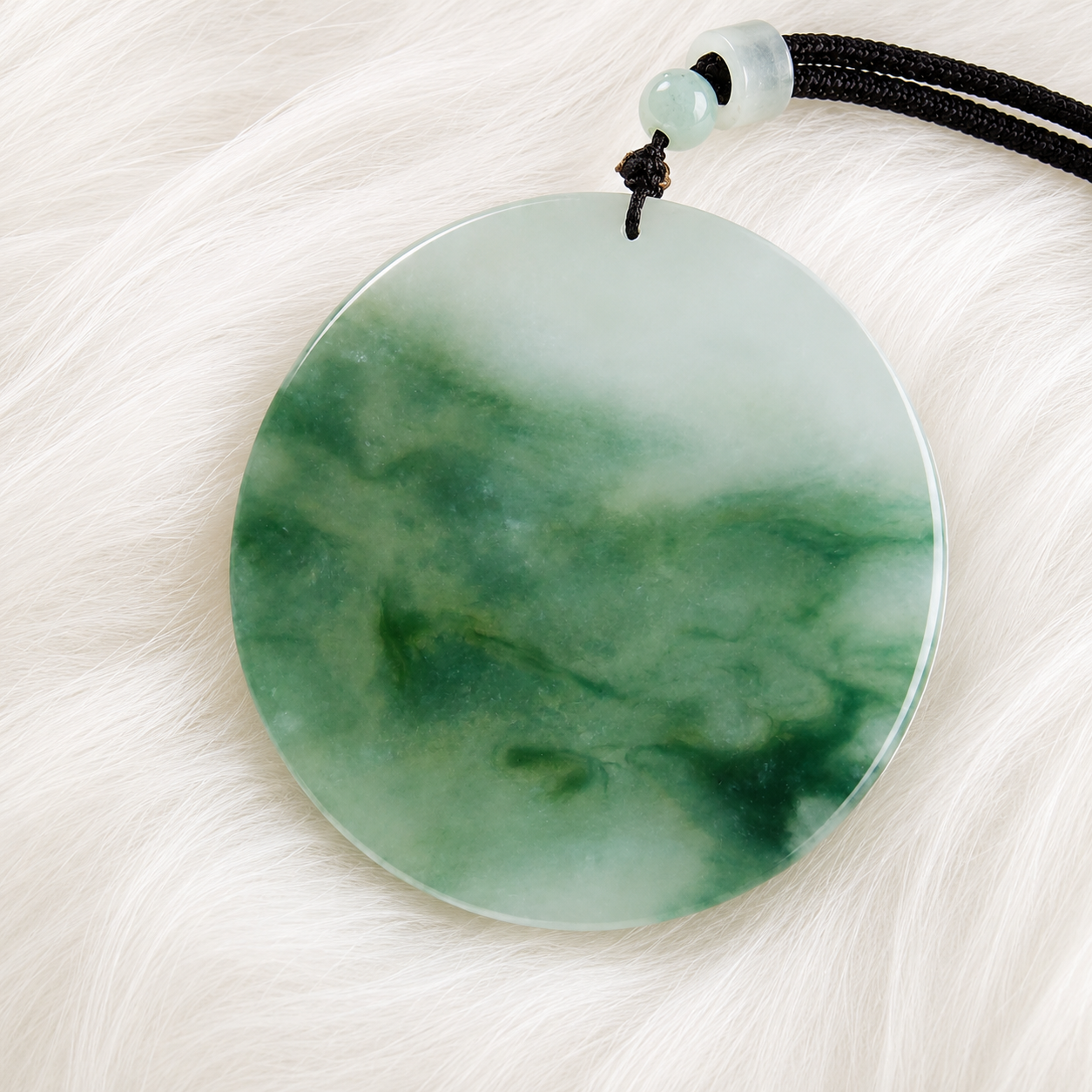 Natural Jadeite Wu Shi Pai Pendant – Flowing Oily Green Jade