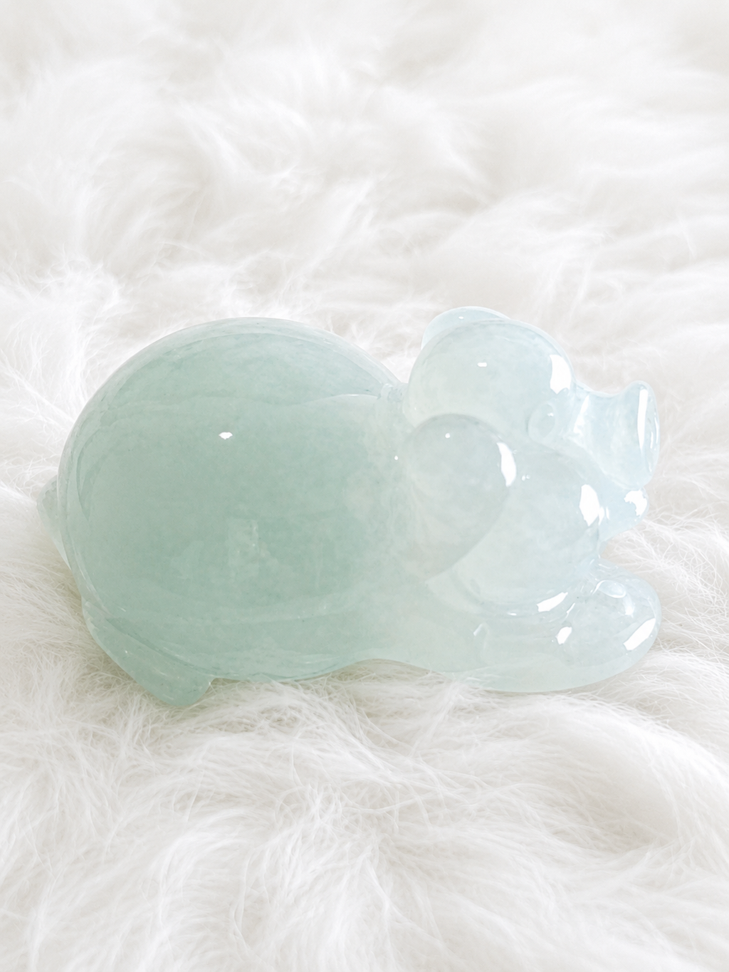 Jade Pig Figurine | Icy Green Wealth Symbol | 23.2mm | Semi-Translucent Carving