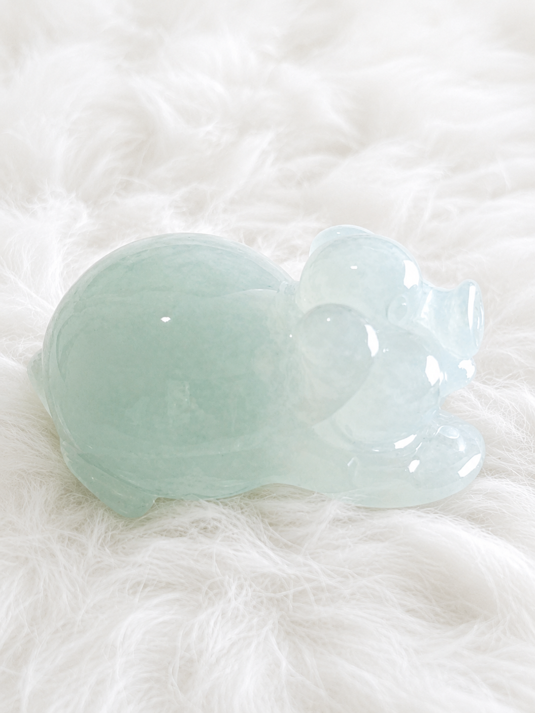 Jade Pig Figurine | Icy Green Wealth Symbol | 23.2mm | Semi-Translucent Carving