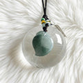 Blue-Green Jade Peach Pendant | Semi-Translucent | 29mm | Longevity Symbol