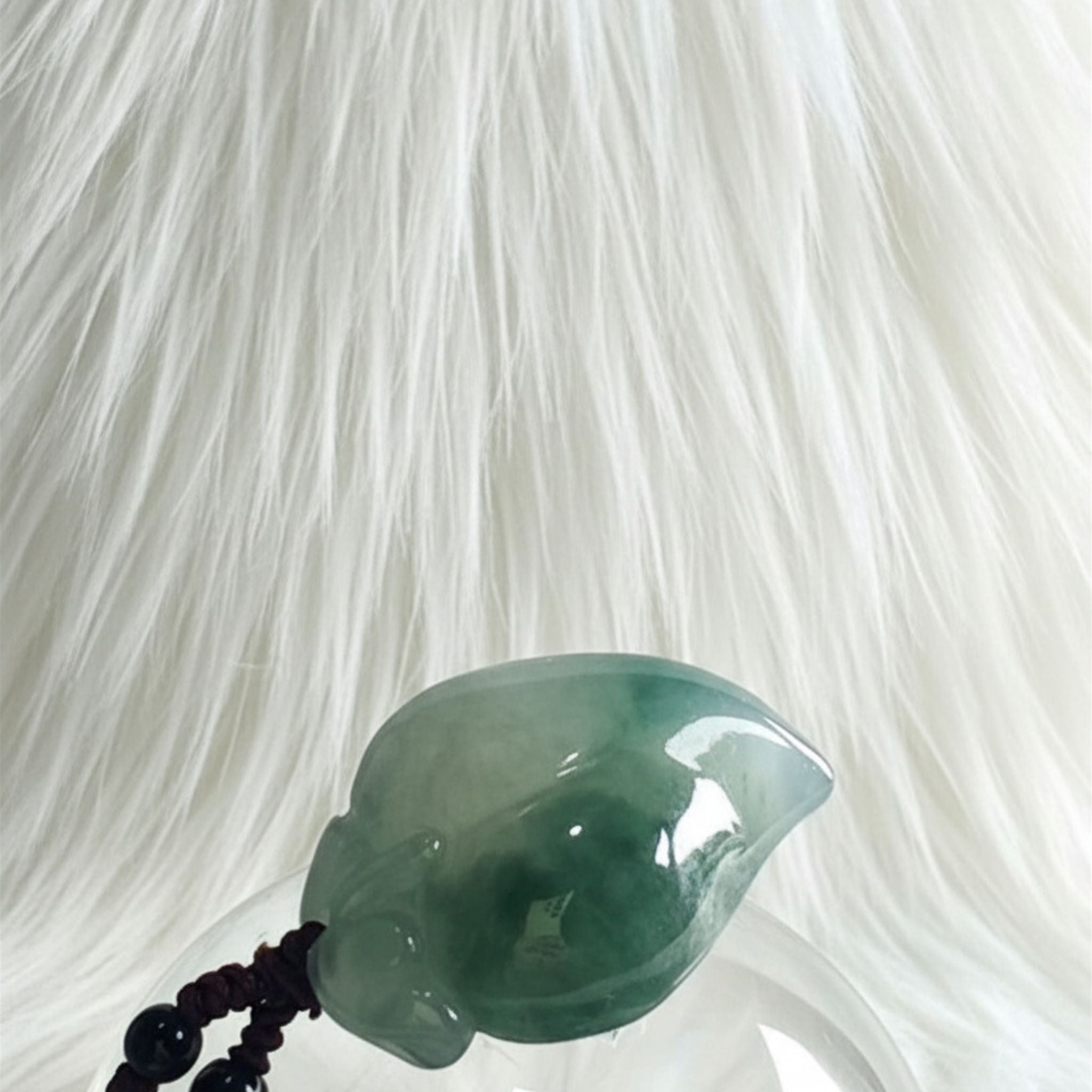 Blue-Green Jade Peach Pendant | Semi-Translucent | 29mm | Longevity Symbol