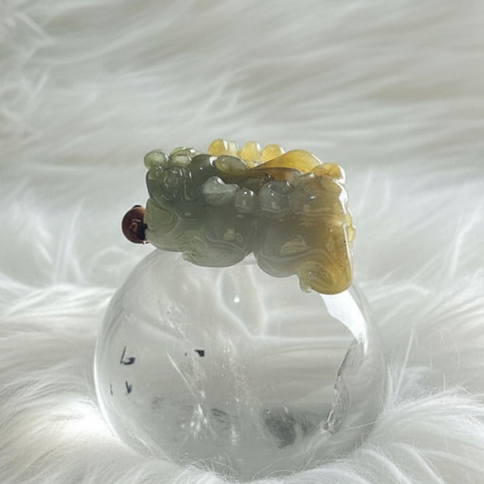 Jade Pixiu Pendant | Bi-Tone Green & Gold | 39.3mm | Wealth & Protection Symbol