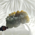 Jade Pixiu Pendant | Bi-Tone Green & Gold | 39.3mm | Wealth & Protection Symbol
