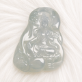 Natural Blue Water Jadeite Guanyin Pendant – Hand Carved