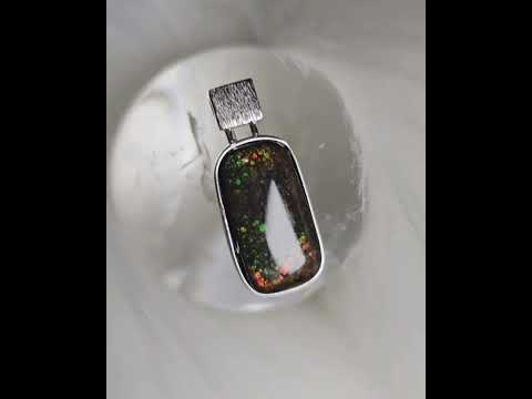 Dragon Skin Ammolite Pendant 925 Silver Fossil Fire Rainbow Gem | Ancient Energy