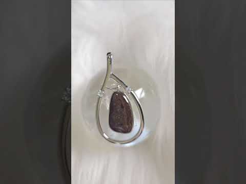 Ammolite Fossil Pendant 925 Silver | Dragon Skin Purple Fire | Swingable Design